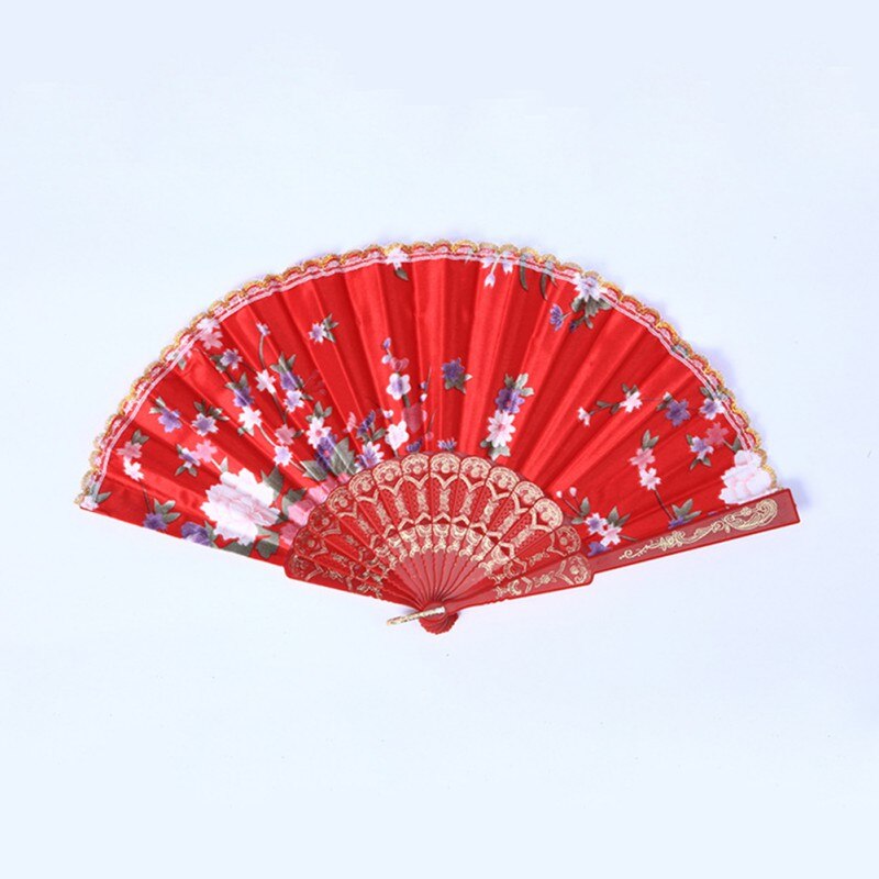 Carnival Festival Hand Stain Fan Large Folding Fan Printing Kung Fu Fan Satin Bamboo Bone Fan Wedding Dance Supplies#11: TP0052R