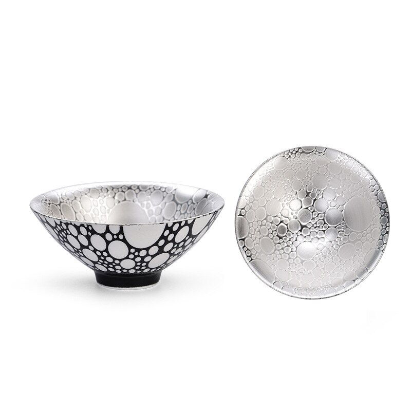 999 Pure Silver Tea Cup Ceramic Tea Cup Inlaid with Silver Cup Kung Fu Tea Bowl Handmade Silver Plated Cup: 3