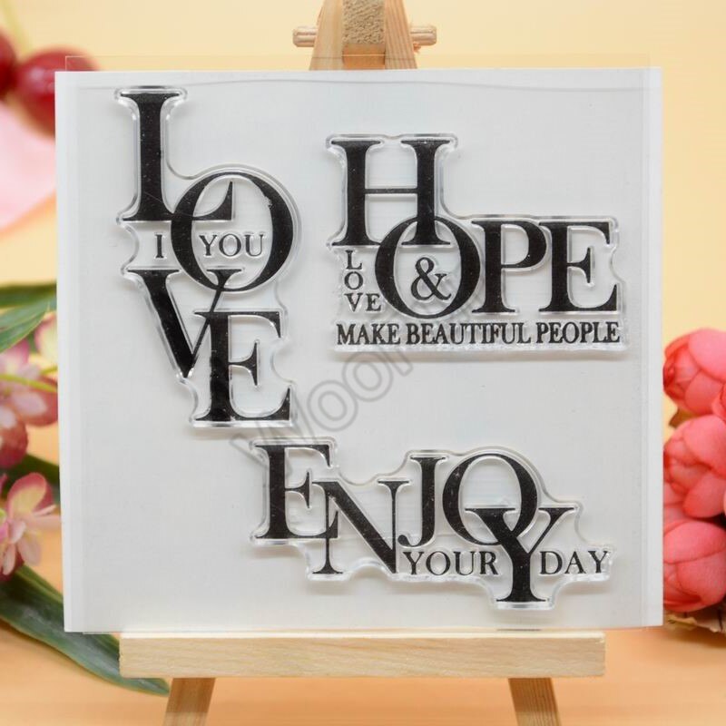 Love Hope Enjoy Sentiment Clear Stamp Rubber Clear Stamp for Card Making Decoration and Scrampbooking