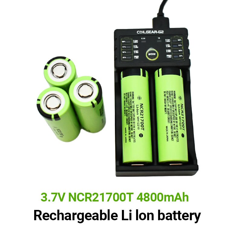 21700 NCR21700T Rechargeable Lithium 4800mAh 3.7V Power Battery High Discharge High Drain Li-ion Battery HD Cell +charger
