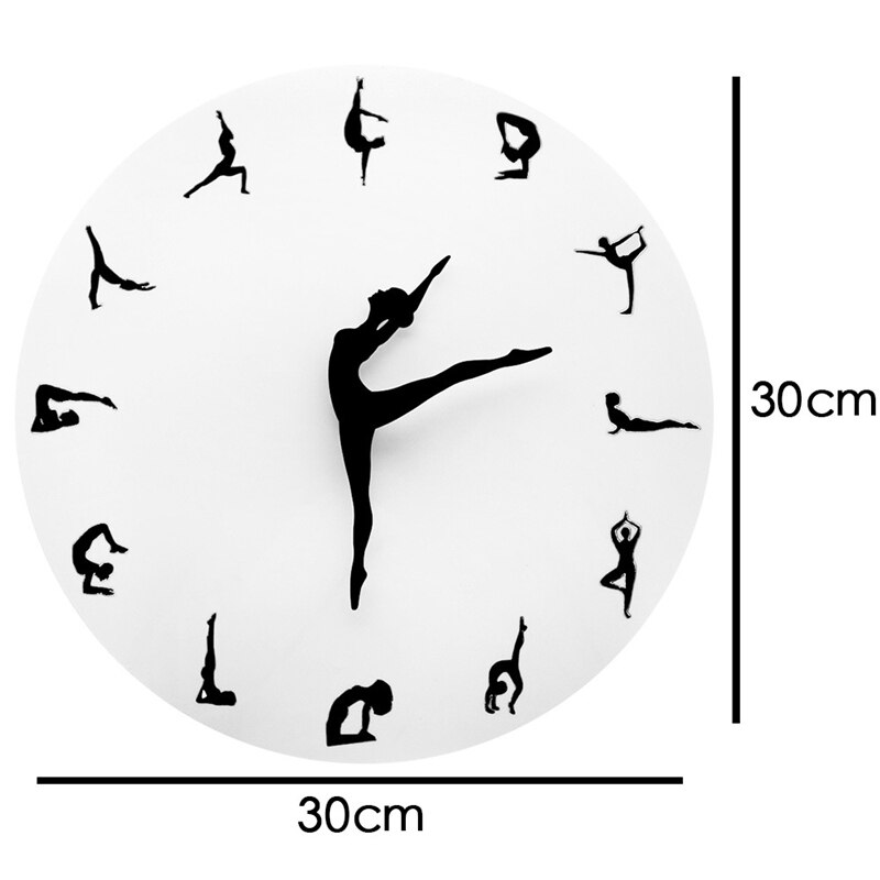 Timelike-horloge murale Yoga danse fille | Horloges en acrylique, 30x30 cm pour