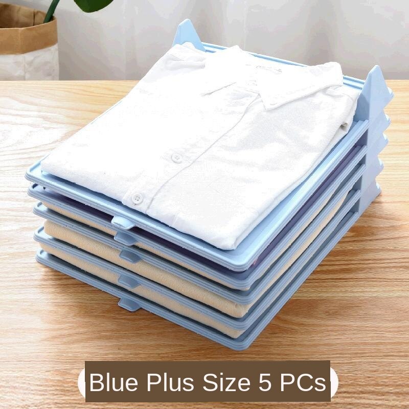 Storage Lazy Folding Finishing Fold Garment Board Multi-Function Stacked Clothes Artifact T-shirt Shirt Clothes Folding Board: Blue L