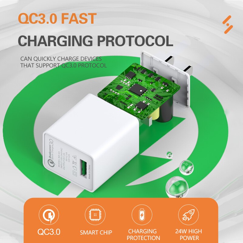 NAISU 24W Quick Charge QC 3,0 USB Ladegerät Handy Wand Schnelle Lade Adapter Für iPhone Huawei Samsung Xiaomi note8 Langlebig