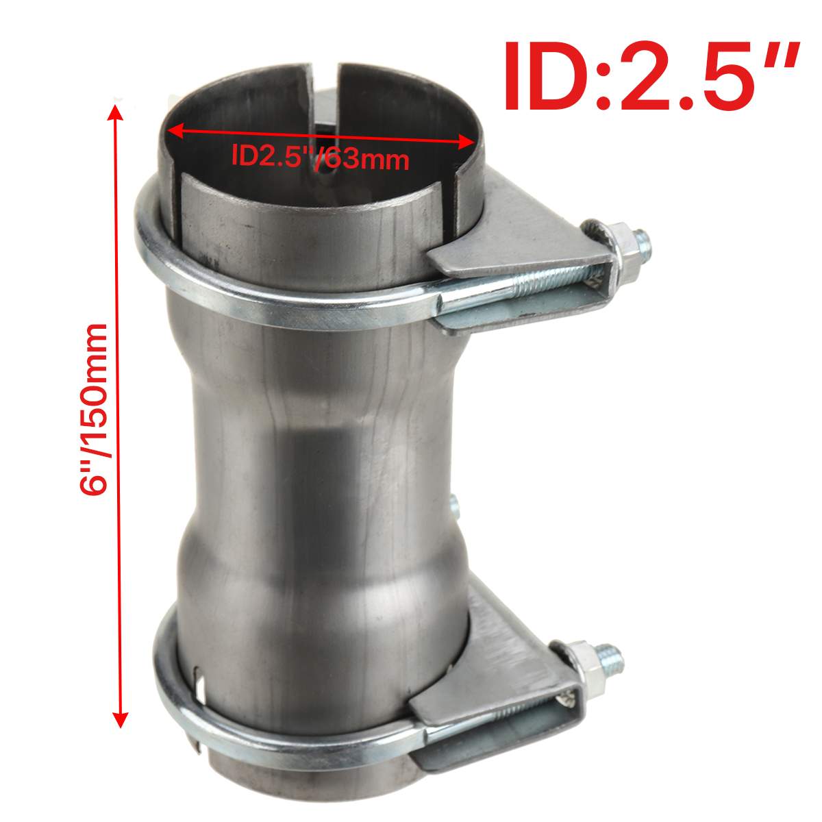 Connecteur de tuyau d'échappement 2 "/2.25"/2.5 "/2.75", manchon de jonction avec pince, Tube de jonction en acier inoxydable: 63mm