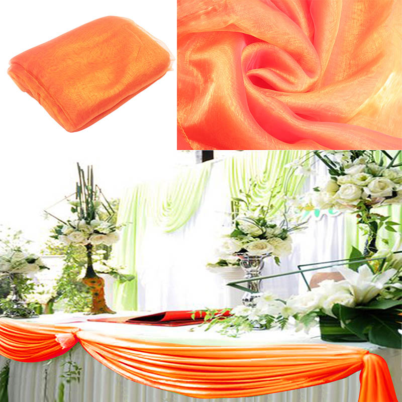 Tissu Organza avec ruban pur 10M x 1.35M | Couverture pour mariage, fournitures de décoration pour Banquet de mariage, célébrations d'hôtel: coral orange