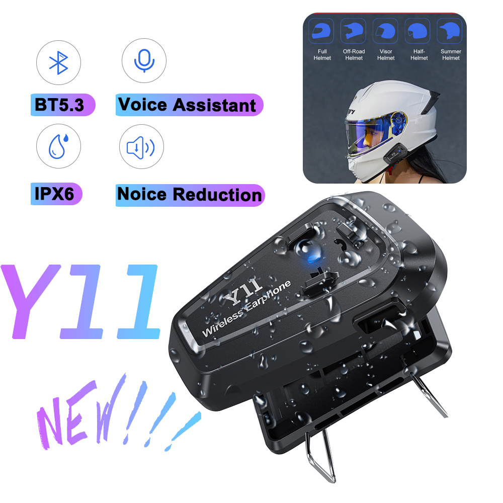 Bt5.3 Motorfiets Helm Bluetooth Headset Waterdichte Motor Draadloze Hoofdtelefoon Multifunctionele Handsfree Helm Oortelefoon