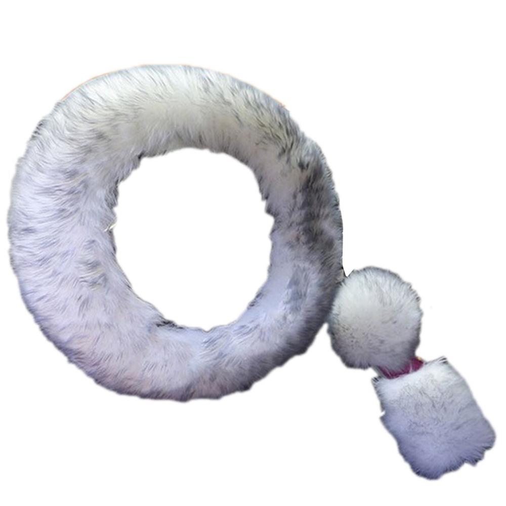 Solide doux longue laine floue volant couverture laine frein à main voiture accessoire mouton fourrure peluche protecteur couverture Kit: 12