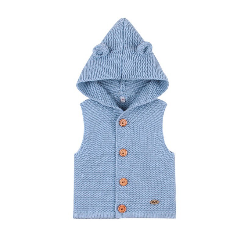 Outono crianças bebê meninas meninos sólido impressão com capuz colete camisola sem mangas tops casaco outerwear