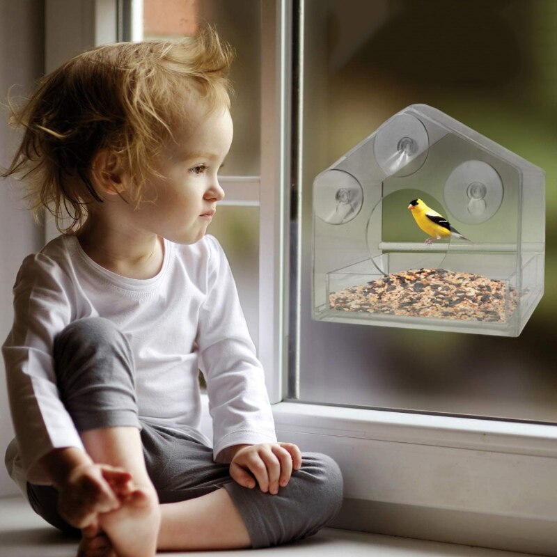 Upgraded Window Bird Feeder Large Crystal Clear Weatherproof Bird Feeders（30*10*13CM）