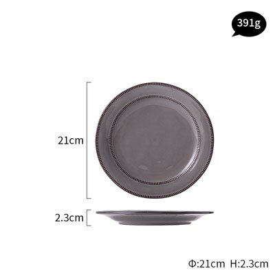 KINGLANG Plates Art Retro Dishes Ceramic Pottery Dinner Steak Plates Blunch Dish For Wedding Party Plates: Grey S