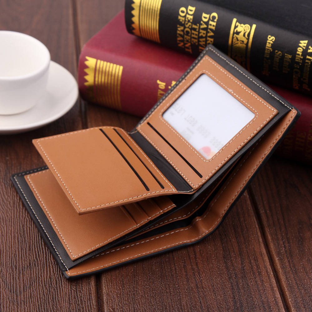 men's wallet Vintage brown Dollar Short Slim carteira masculina erkek cuzdan billetera hombre No Zipper wallet men B purse