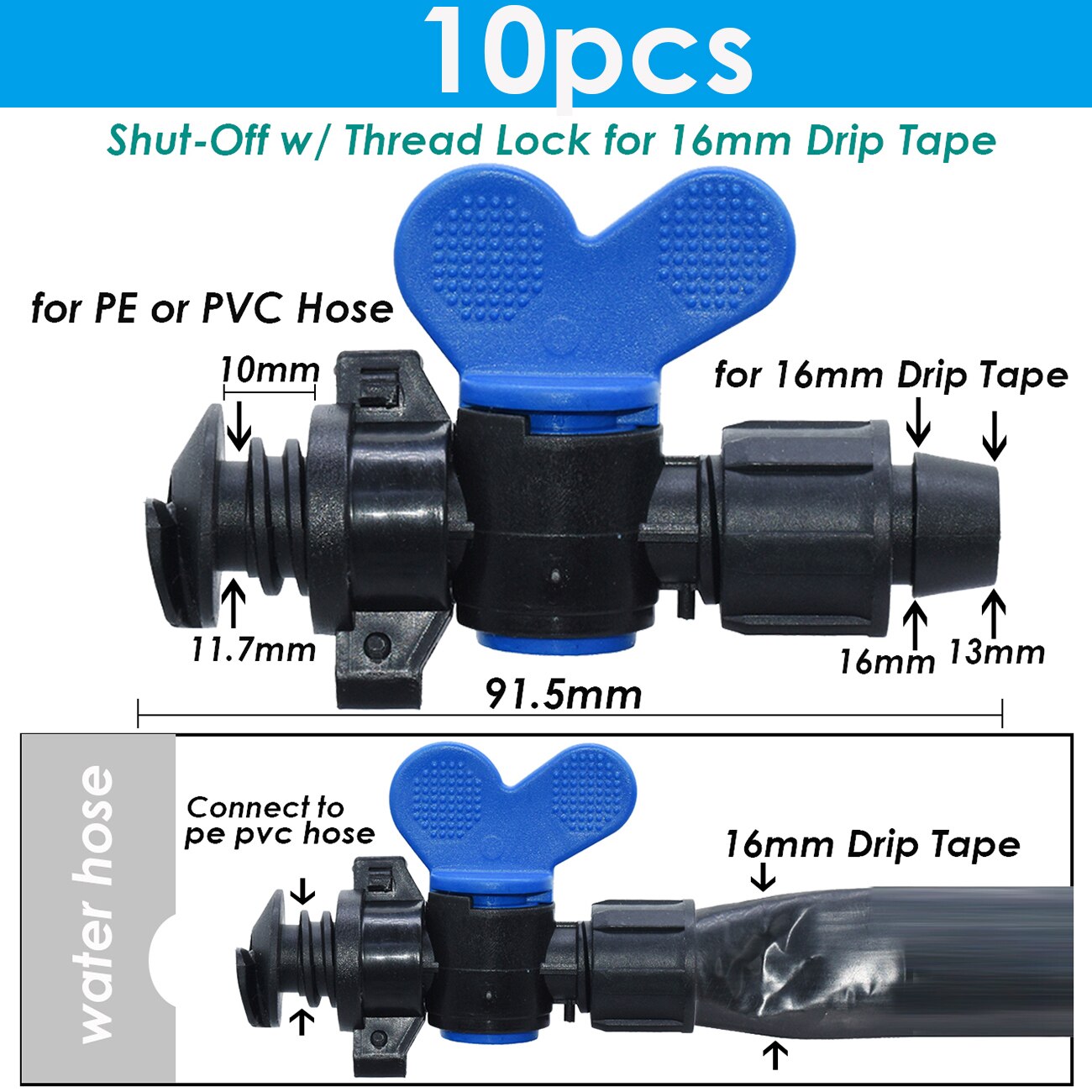 KESLA Garten 16mm 5/8&#39;&#39; Bewässerung Tropf Band Abschaltung Ventil Bewässerung Rohr Schlauch Gelenke Ellenbogen Tee Ende Stecker gewinde sperren Anschluss