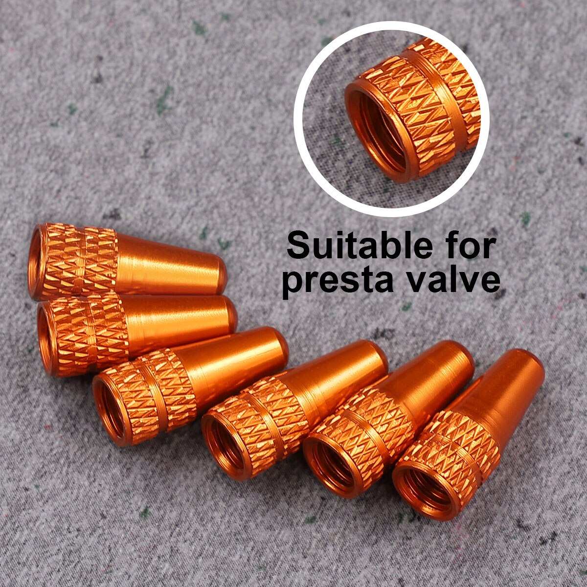 Vorcool 6 stk sykkel aluminiumslegering franske ventilhetter for mtb landeveissykkel terrengsykkel dekk luftventilhetter støvdeksler (oransje)