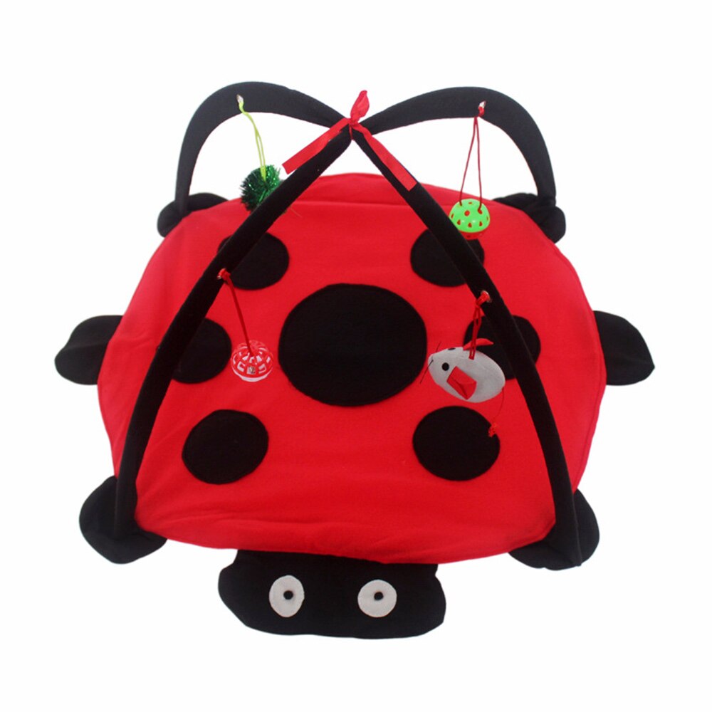 Juego plegable de tiendas de gatitos divertidos y Gato, cama de juegos para mascotas, juego de gatos, manta, Casa con juguete colgante, forma de bonito Escarabajo