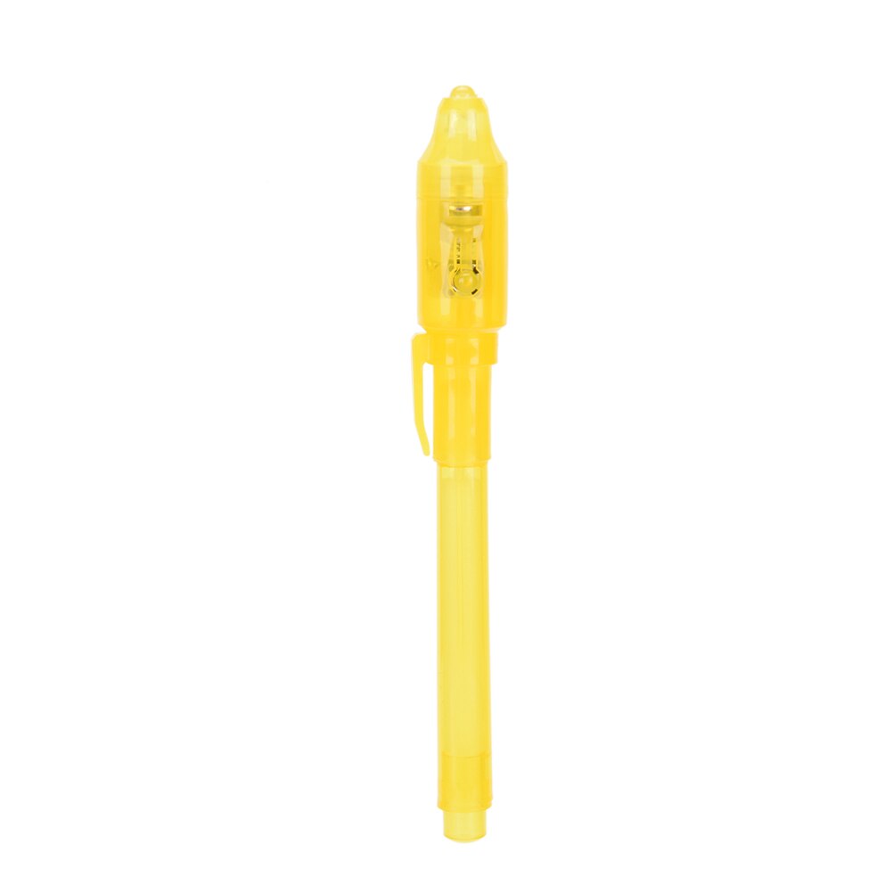 Bolígrafo de tinta Invisible para dibujo de escuela y oficina, conjunto de luz negra púrpura mágica UV 2 en 1, papelería creativa: YELLOW