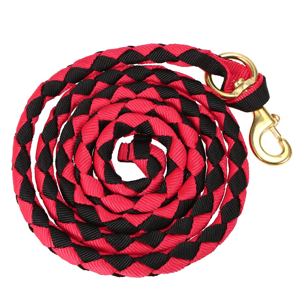 Gevlochten Paard Touw Paard Toonaangevende Touw Gevlochten Paard Halter Met Messing Snap 2.0M / 2.5M / 3.0M: Red  black  2.5
