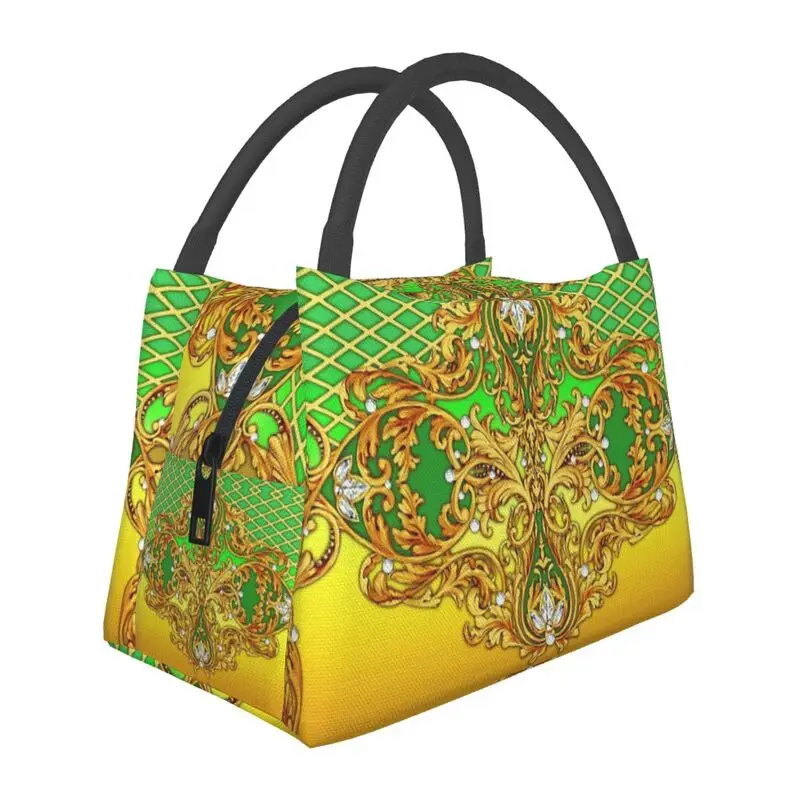 Queen Of Absolutely Everything Gold Baroque Insulated Lunch Bags for School Office Leakproof Cooler Thermal Bento Box Women: Clear