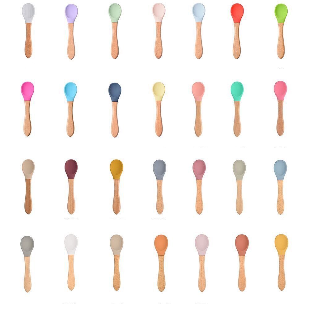 Cuchara de alimentación de bebé de silicona, cucharilla impermeable antideslizante, sin BPA, 1 Uds.
