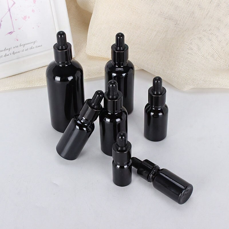 5-100ml droppflaska reagens öga svart glas aromaterapi flytande pipett parfymbehållare eterisk olja påfyllningsbar flaska