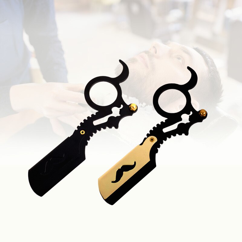 Gerade Kante Barbier Rasierer Haarschnitt Bart Augenbraue Rasieren Werkzeuge Manuelle Enthaarung Rasierer Friseur Trimmen Klingen Ring bilden