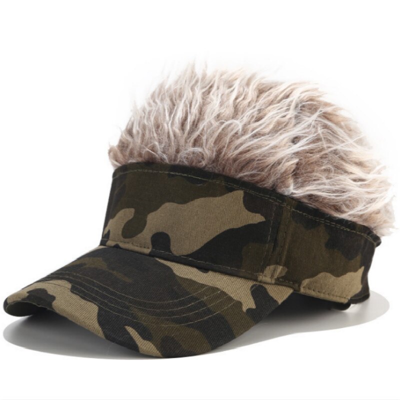 Paryk camo baseball kasket hip hop forår efterår imiteret pels mænd snapback hat afslappet buet camouflage solhat udendørs sport kasket ben