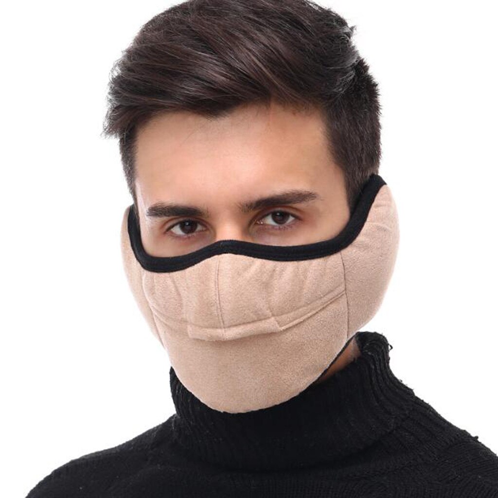 1PCAdult Cycling Face Covering Solid Color Winter Two-in-one Earmuffs Warm Mask Dustproof Coldproof Riding Mask Mascarillas: H