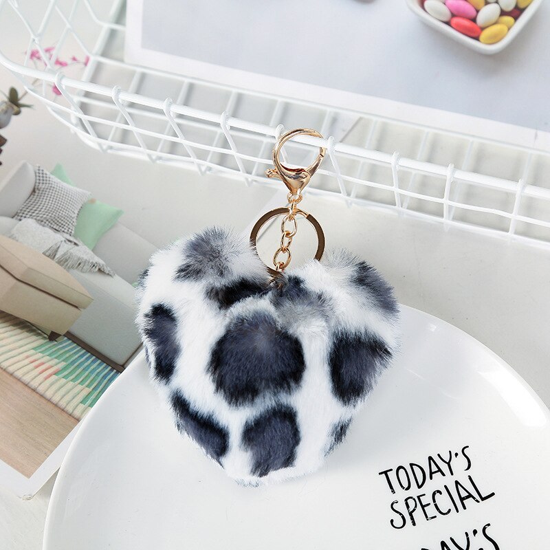 Leopord motif coeur Pom-pom porte-clés style coréen valise ornements voiture porte-clés pendentif: Style 1