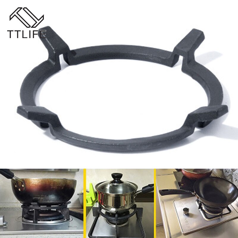 Ttlife Zwart Wok Stands Gietijzeren Wok Pan Ondersteuning Rack Voor Branders Beschermende Gas Kookplaten Fornuizen Keuken Levert Gereedschap Accessoires