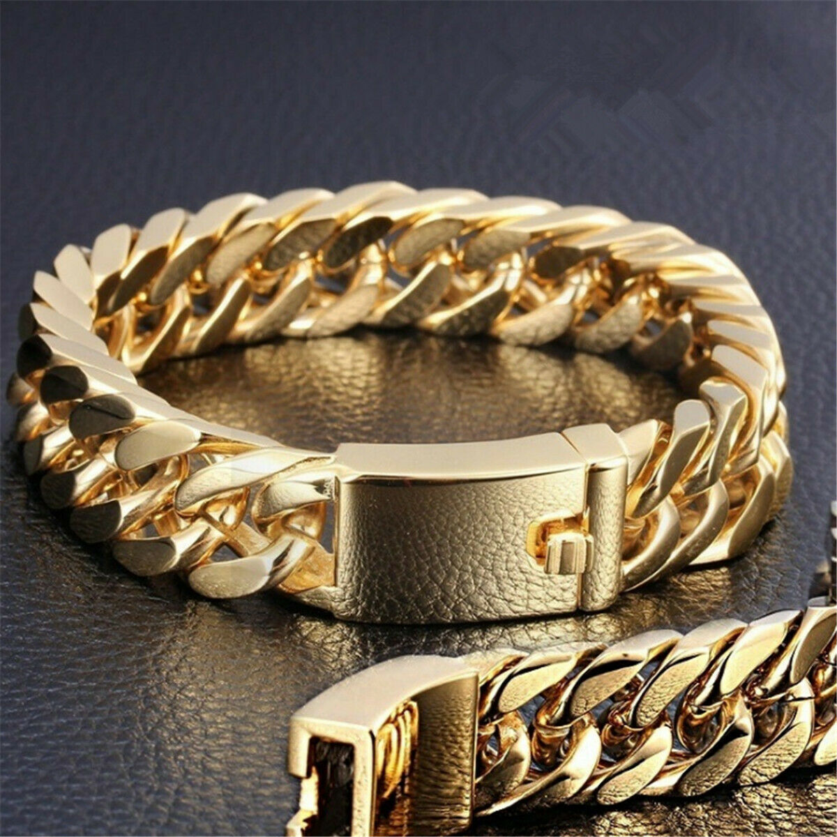 Mode Puur Goud Cubaanse Armband Mannen Sieraden Rvs Curb Cubaanse Ketting Armband Voor Mannen En Vrouwen
