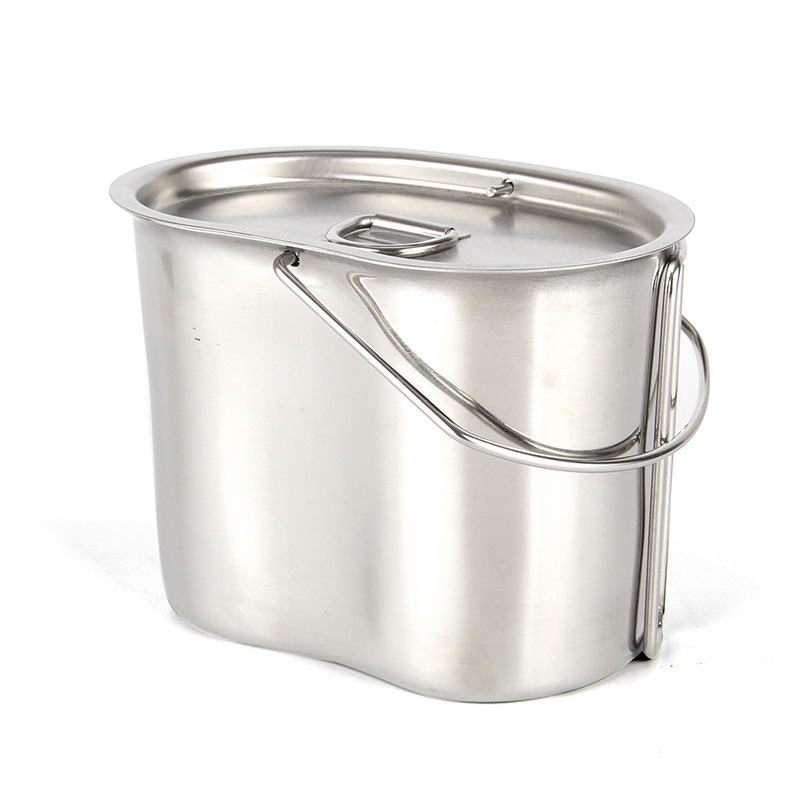 Tiartisan Outdoor Camping Kookgerei 304 Roestvrij Staal Leger Editie Kantine Beker Lunchbox Houtkachel Set Met Handvat Opknoping Pot: Cup