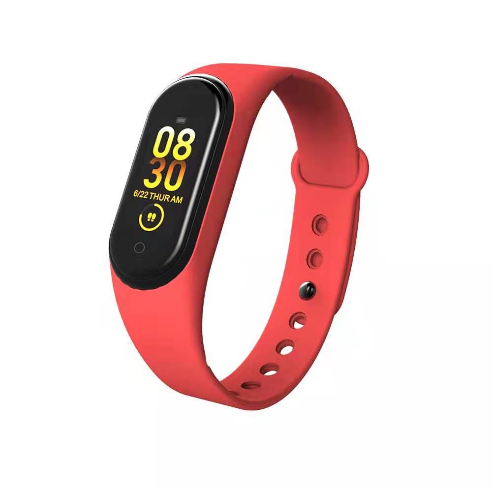 M4 smarte armbånd aktivitet tracker blodtryk puls måling ure fitness smart band puls armbånd  pk 115 plus: Rødt armbånd