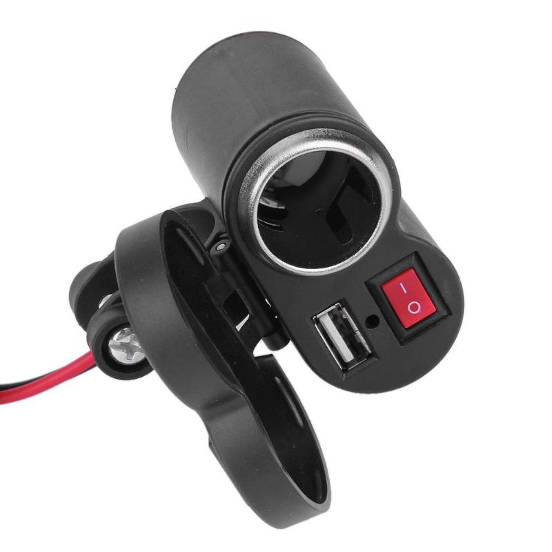 12V Zwarte Auto Motorfiets Waterdichte Sigarettenaansteker Socket Aandrijven Mobiele Telefoons Aansteker Usb Power Opladen Tabletten Navigatie Gps