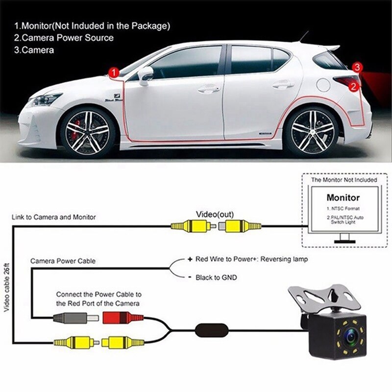 Universal 8 LED IR Visions Car Rear View CameraHD Backup Reverse Parking Camera