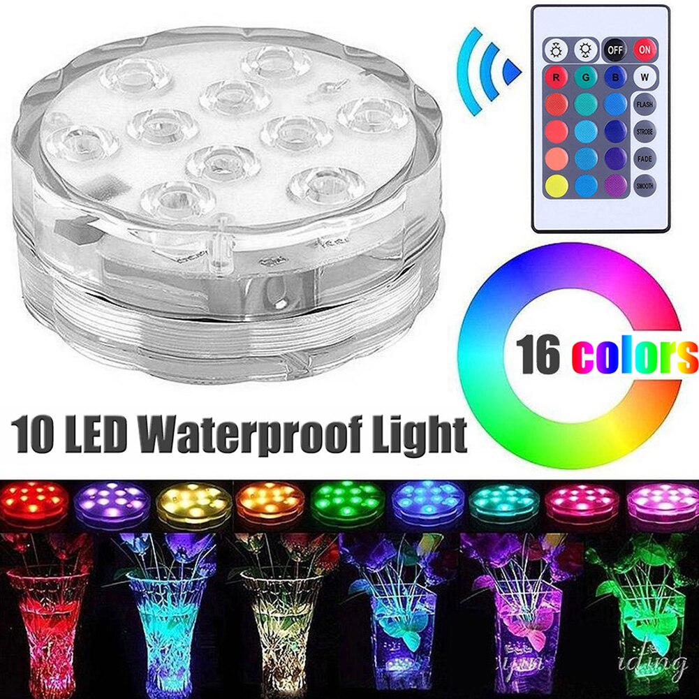 2 Stuks Afstandsbediening Kleurverandering Led Licht Swimmingpool Dompelpompen Lamp Decor Aquarium Licht Led Licht Bloem Soort Duiken Licht