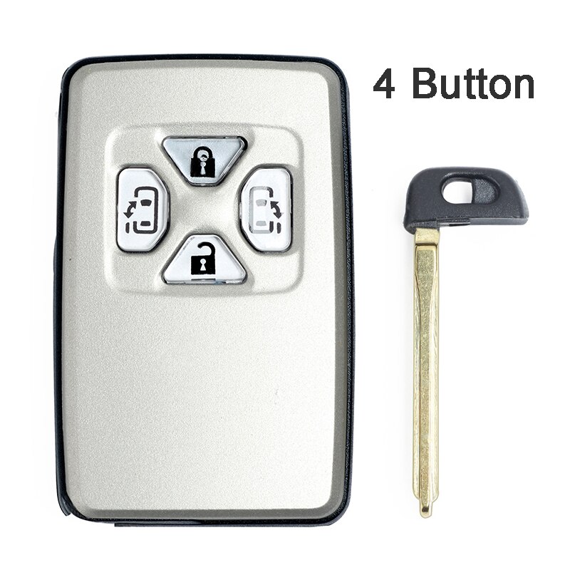 KEYECU for Toyota Alphard Estima Vellfire Smart Card Remote Car Key Shell Case Fob 4/5 Button With Uncut Blade White Color