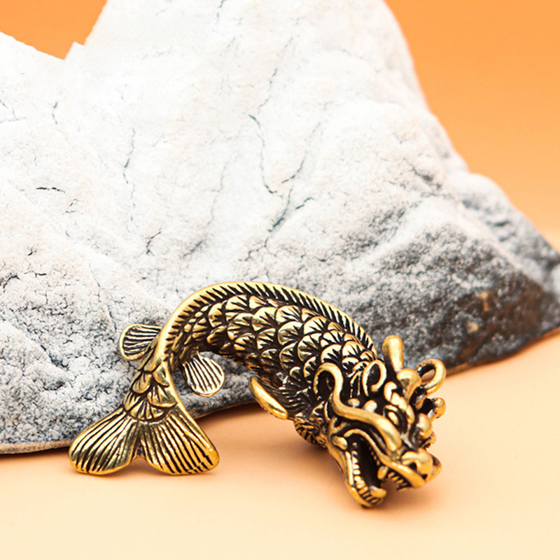 3D Copper Dragon Casting Animal Figurine Retro Style Brass Sculpture Home Office Room Desktop Decoration Collect Ornaments: Default Title
