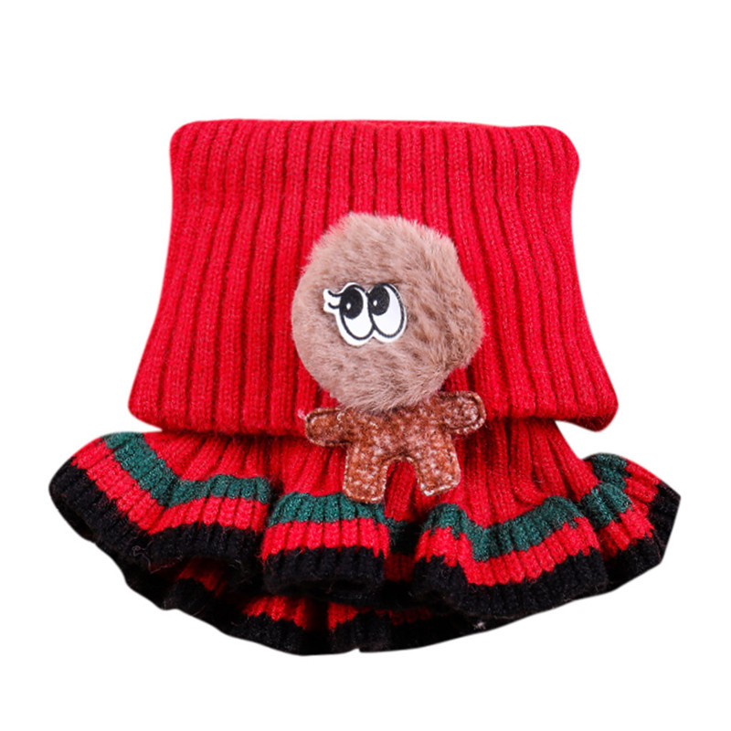 Bufanda de lana tejida para niños y niñas, cuello de invierno, cuello de capucha, círculo, ganchillo, foulard #3O08