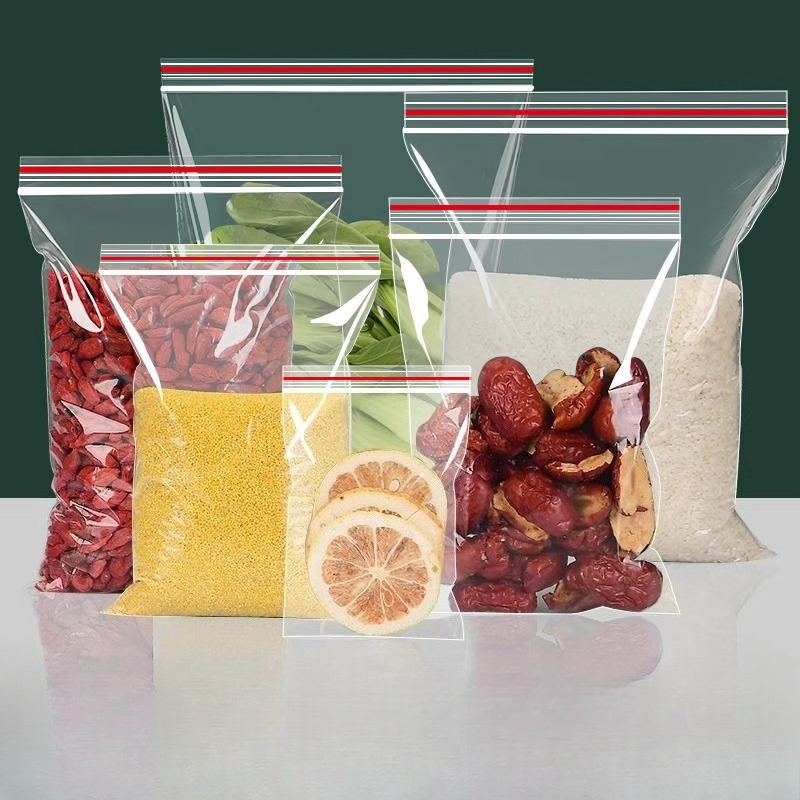 Bolsa sellada autosellante de plástico transparente, bolsas de embalaje de alimentos, bolsas de almacenamiento de subembalaje para el hogar, bolsa de plástico con cierre de cremallera, 200/100 Uds.