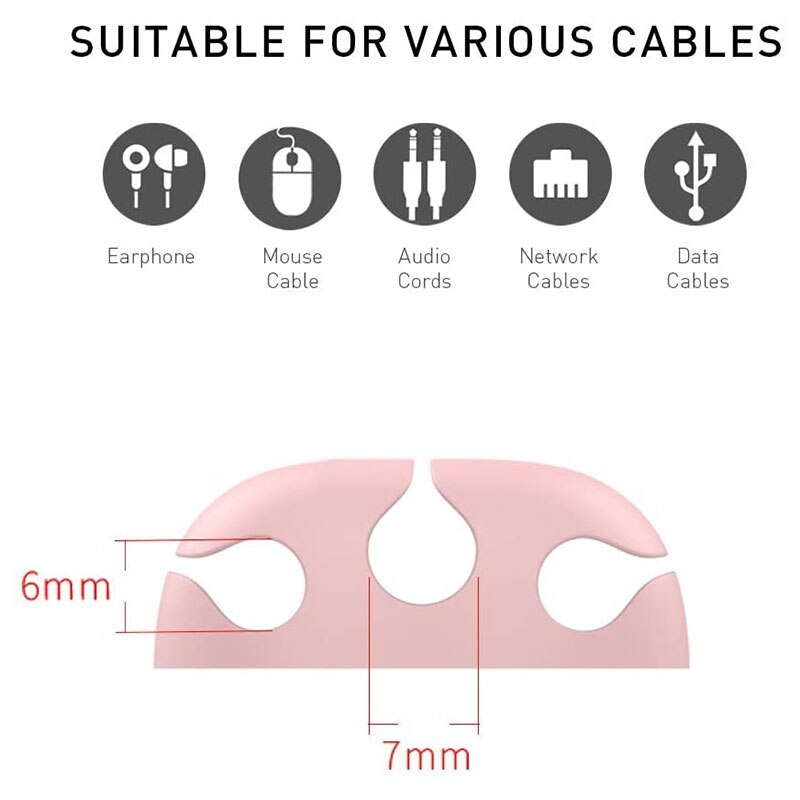 Schreibtisch Kabel Veranstalter, Lagerung Kabel Halfter, Silikon Kabel Veranstalter, 6-Stück Kabel Klemme für Heimat Sekretariat