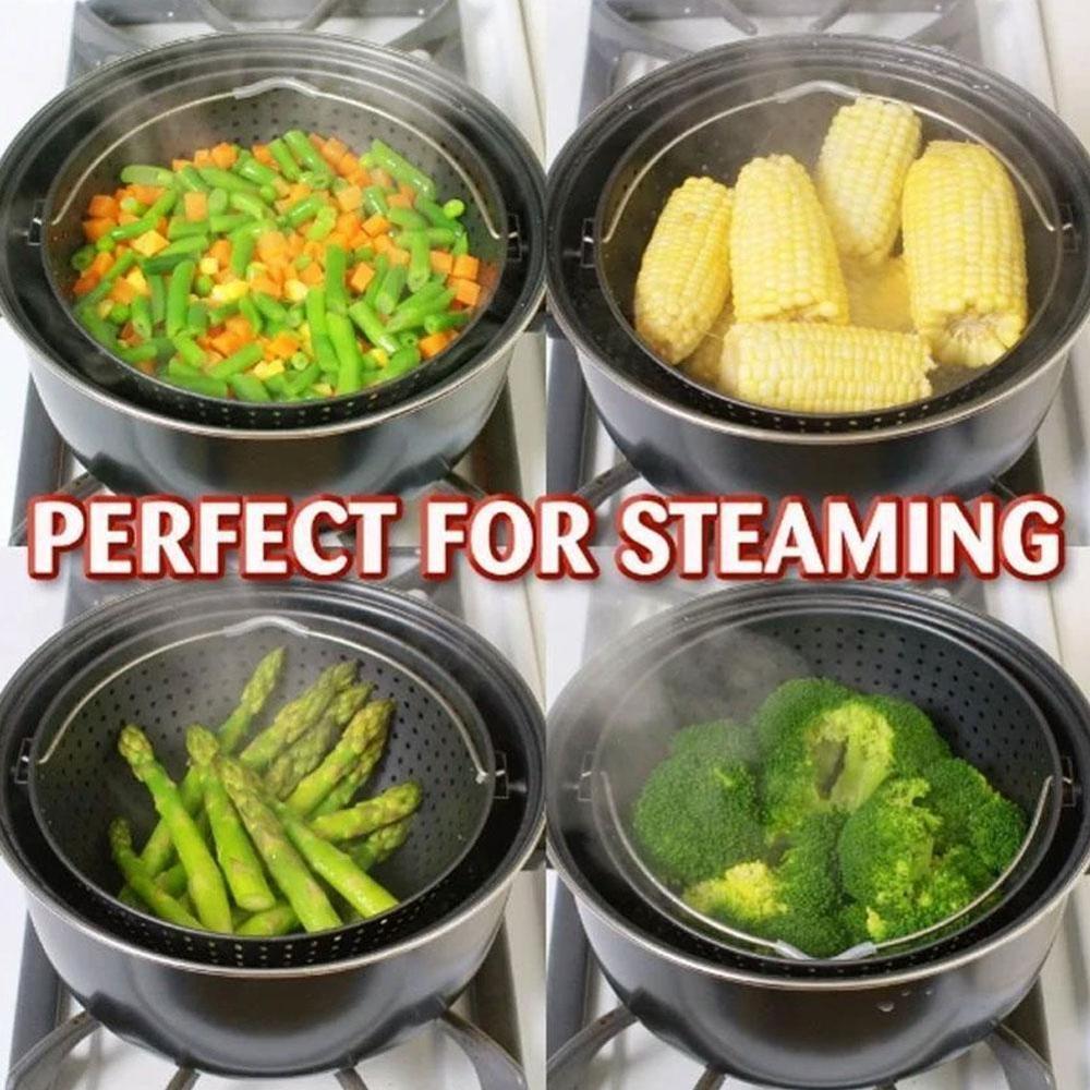 2-in-1 Cooking Pot with a Built in Strainer Food Stays out Vegetables Drains in Pot Drain Pot Pasta For Kitchen Swivel Wate T7P5