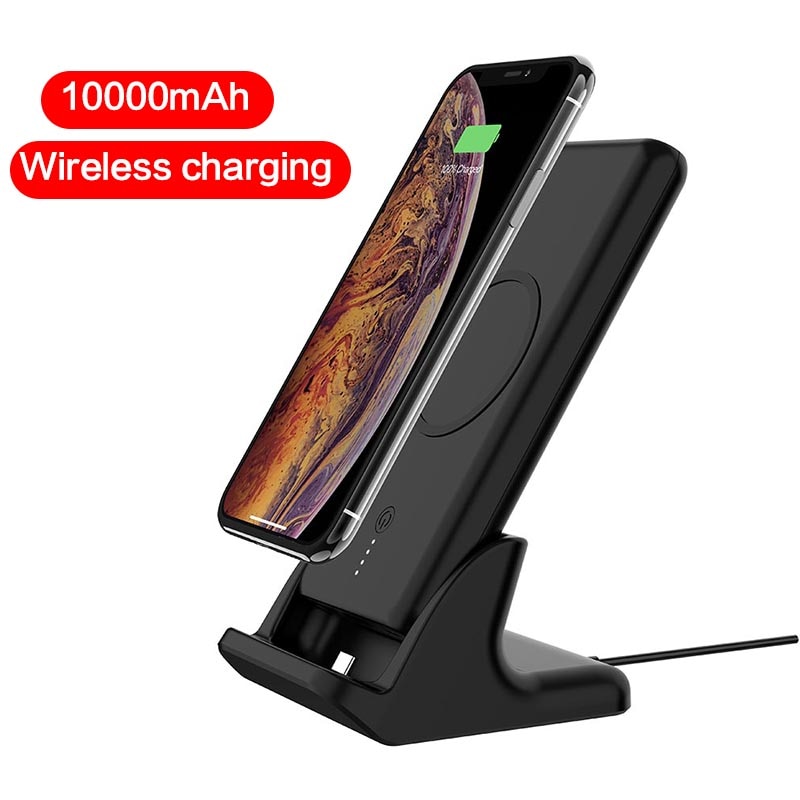 10000mAh Qi batterie externe sans fil chargeur rapide Powerbank pour iPhone 11 pro Xiao mi mi 9 Samsung S9 support de téléphone sans fil