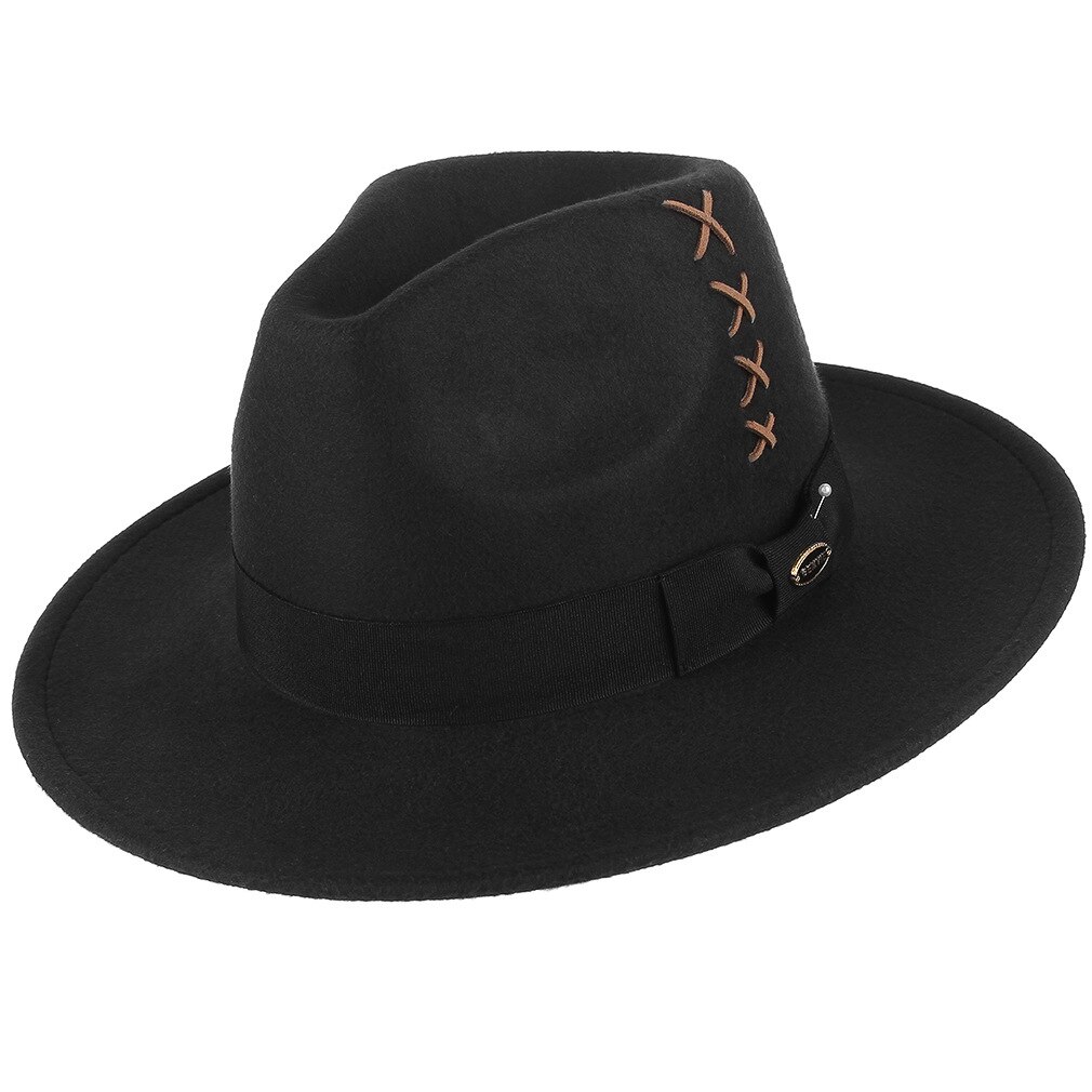 Fedora's hoed mannen vrouwen europees amerikaans feest winter fedora pet dame man naaien all-match banket hoeden  h7203: Zwart