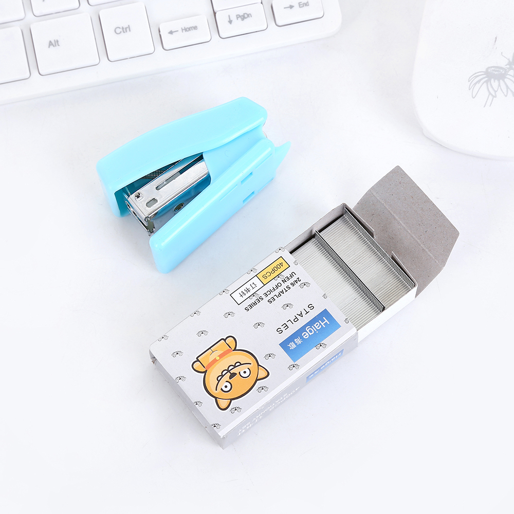 Home Stapler Set Cute Cartoon Stapler Mini Small Stapler Student Stationery come with 400pcs 24/6 needle Nail