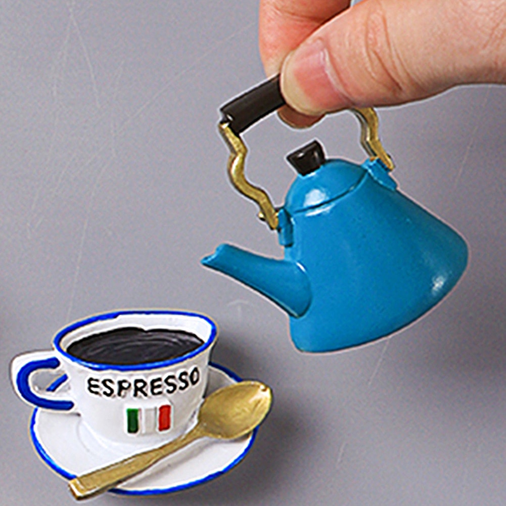 Ei Melk Koffie Cup Brood Koelkast Magnetische Koelkast Sticker Hars Koelkast Stickers Creatieve Leuke Magneet Keuken Decor