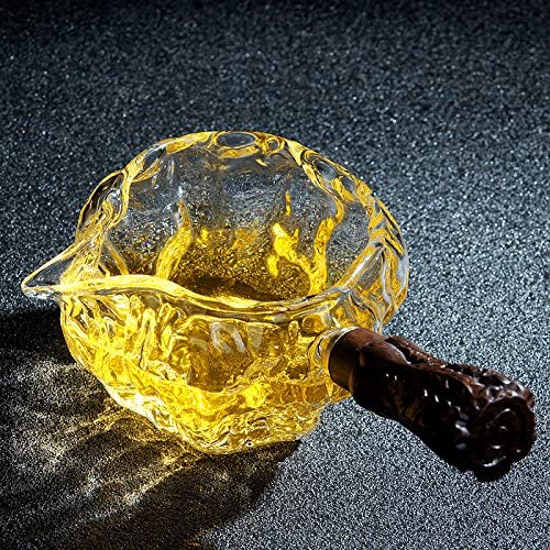 Jarra de vidrio para servir té, jarra de madera, mango chino Gongfu Chahai, jarra de té de vidrio, taza de té, café, leche