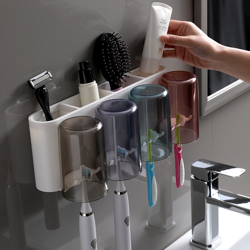 Porte-brosse à dents, support mural de toilette, gobelet de bain de bouche non perforé, ensemble de cylindres dentaires, style