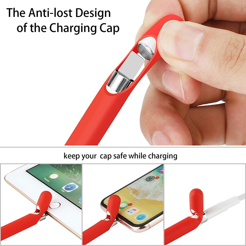 Funda de silicona 4 en 1 para Apple Pencil Stylus, funda de bolsillo, accesorios para IPad, tapa de agarre suave