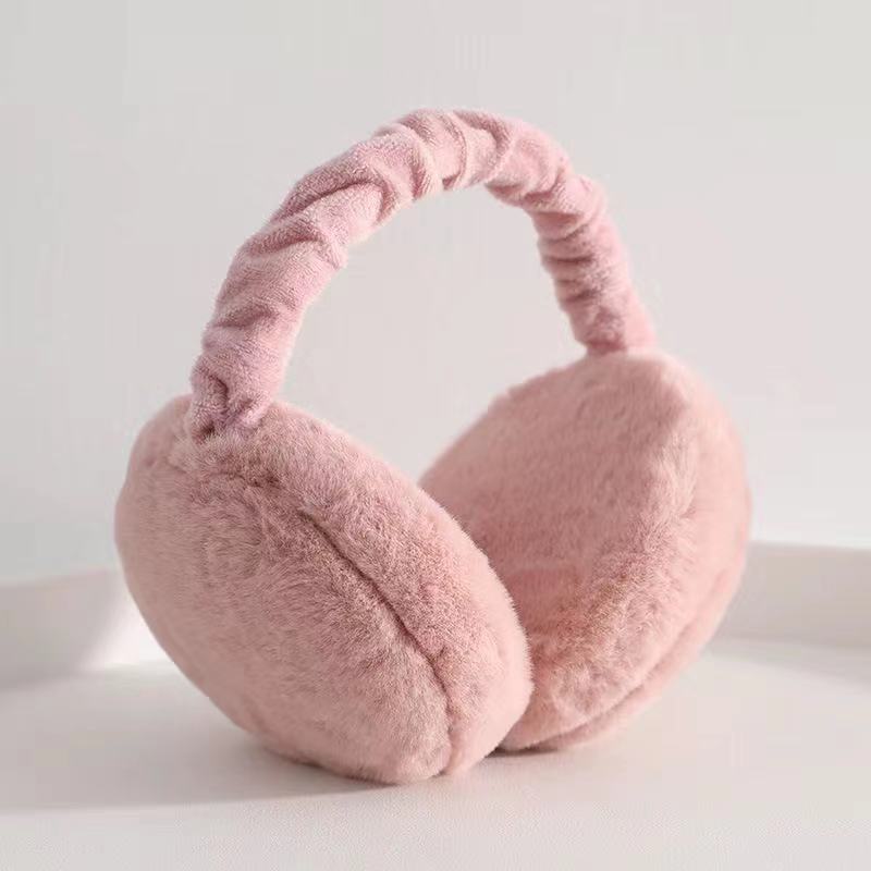 Foldable Stretch Soft Earmuffs for Women Men Warm Cute Plus Velvet Earmuffs Winter Ladies Cold Protection Ear-Muffs: pink