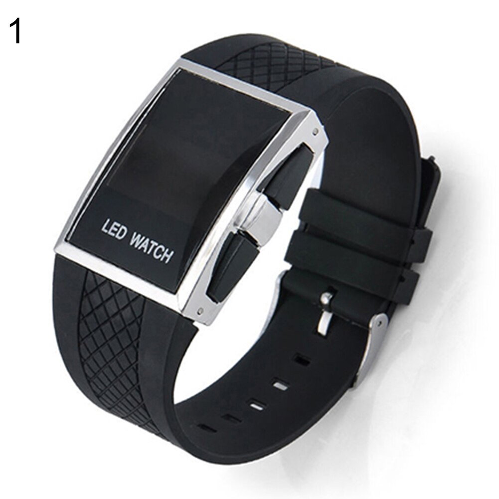 Casual Unisex Square Case LED Digital Display Sports Wrist Watch: black