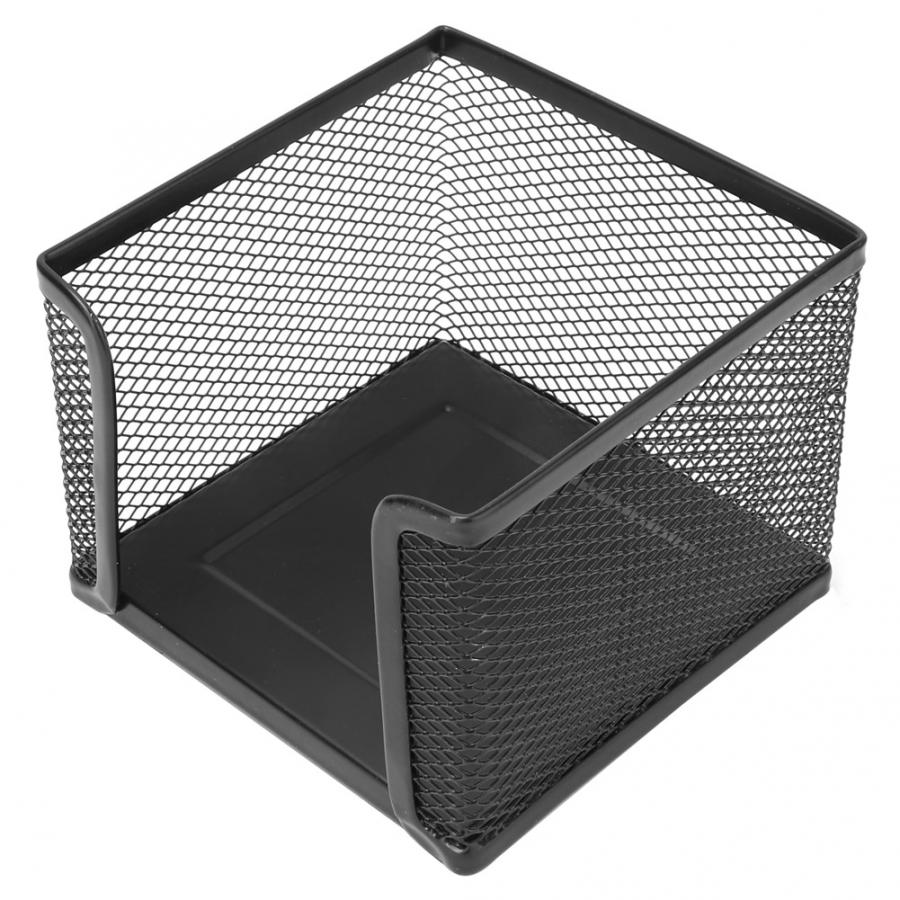 1pc Black Metal Mesh Box Home Office Pen Pencils Business Sticky Note Desk Shelf Card Holder Case Stand Desktop Organizer